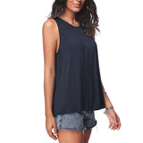 Débardeur sans manches de couleur unie à col rond respirant