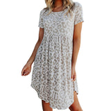 Robe col rond imprimé léopard