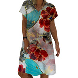 Robe longue de style ethnique à col en V pour femmes