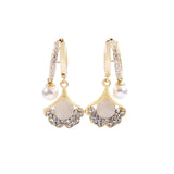 Boucles d'Oreilles Opale Feuille de Ginkgo