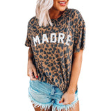 T-shirt tendance col rond imprimé léopard