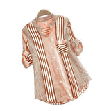 Chemisier à rayures et col montant à manches 3/4