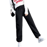Pantalon de Jogging Solide en Coton Polaire Chaud pour Femme