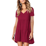 Robe décontractée ample à manches courtes et col en V pour femmes