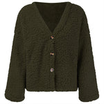 Veste en peluche pour femme avec col en V