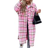 Manteau Chemise Décontractée à Carreaux pour Femmes