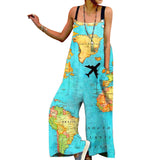 Combinaison à bretelles décontractée à imprimé lâche pour femmes
