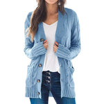 Veste Cardigan Décontractée Á Manches Longues Et Col En V