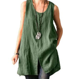 Gilet sans manches casual coton lin uni