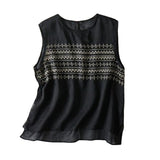 Gilet En Lin Ample Brodé D'été