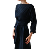 Robe Longue Nouée Ample en Coton et Lin