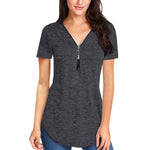T-shirt d'été uni zippé pour femme