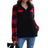 Sweat-shirt à Manches Longues et à Carreaux pour Femmes