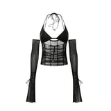 Haut à Licou En Maille Transparente à Épaules Dénudées