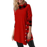 Robe irrégulière à carreaux avec revers