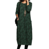 Robe de Poche Imprimée à Manches Longues