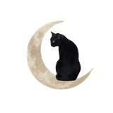 Enseigne en Métal Suspendue Chat Noir Lune