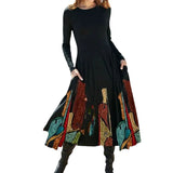 Robe Imprimée à Manches Longues