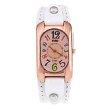 Montre pour Femme Vintage en Cuir et Pierre à Quartz