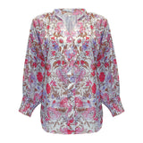 Chemise Décontractée à Manches Longues et Col en V à Fleurs