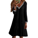 Robe unie à manches longues et décolleté en V