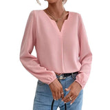 Chemise en mousseline de soie à manches longues de couleur unie