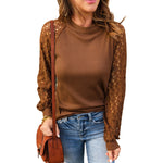 T-shirt à encolure ras du cou Waffle Grace Panel pour femmes