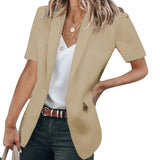 Blazer Uni à Manches Courtes et Revers Décontractés