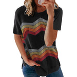 T-shirt décontracté à manches courtes à rayures pour femmes