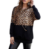 Sweat-shirt à empiècements à imprimé léopard