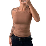 Gilet sans manches à licou uni coupe slim