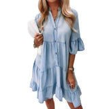 Robe en coton lavé uni