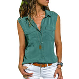 Chemisier uni sans manches avec poches