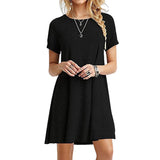 Robe à Manches Courtes de Couleur Unie