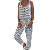 Pantalon à bavette rayé pour femmes à la mode décontractée