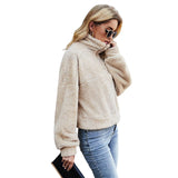 Sweat-shirt en molleton à manches longues et fermeture éclair pour femmes