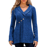 Haut de Couleur Unie avec Boutons et Manches Longues