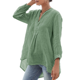 Chemisier décontracté de couleur unie avec col en V