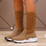Bottes en Tricot à Plateforme pour Femme