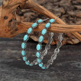 Boucles d'oreilles créoles vintage turquoise en forme de C