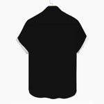 chemise à manches courtes vintage à revers rayé pour hommes