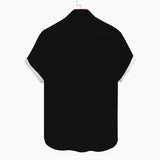 chemise à manches courtes vintage à revers rayé pour hommes