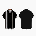 chemise à manches courtes vintage à revers rayé pour hommes