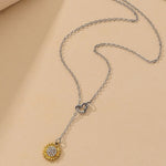 Collier de zircon en cristal de tournesol simple et mignon