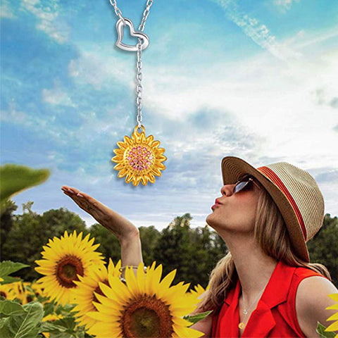 Collier de zircon en cristal de tournesol simple et mignon