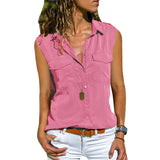 Chemisier uni sans manches avec poches