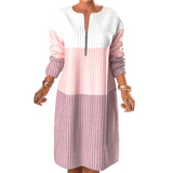 Robe Bloc de Couleur Avec Fermeture Éclair