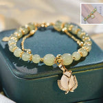 Wotian Jade Bracelet Porte-bonheur en Feuille d'Or