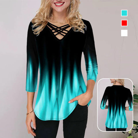 T-shirt Ample Á Col En V Pour Femmes