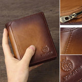 Portefeuille à deux volets en cuir pour hommes avec blocage anti-RFID